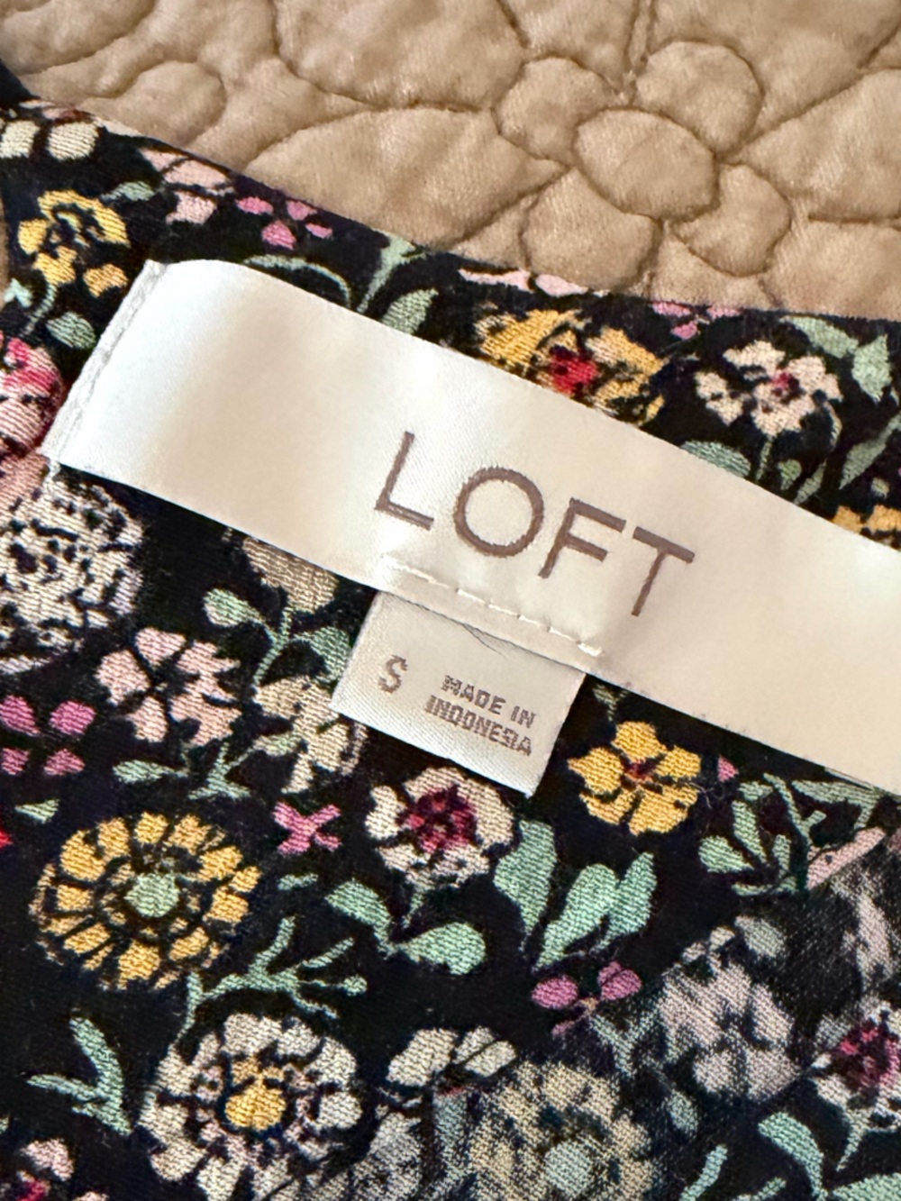 Y2K Ann Taylor Loft Floral Long-Sleeve Romper in Black Pink Cream Flowers, S - Picture 10 of 11